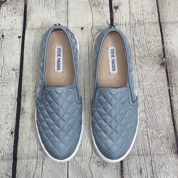 Steve Madden Shoes - NEW Steve Madden Light Blue Quilted Slip Ons US8.5